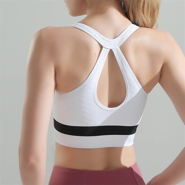 

vest style front zipper sports underwear women's -resistant anti sagging push up bra large size running fitness yoga bra, White;black