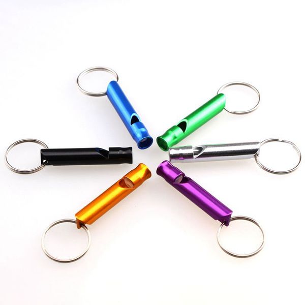 

mini aluminum whistle keychain dogs training keychain whistle outdoor hiking portable survival small whistle key ring dwe421