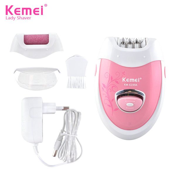 

2016 kemei 6199a professional 2 in 1 electric epilator lady epilator grinding feet device painless hair removal machine bikini underarm fjuj