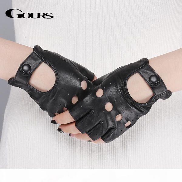 

y y spring women ' genuine leather gloves driving unlined goatskin half finger gloves fingerless gym fitness fashion women glove, Blue;gray