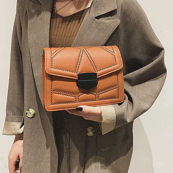 

scrub leather rivet thread crossbody bags for women 2020 chain messenger shoulder bag ladies purses and handbags cross body pack