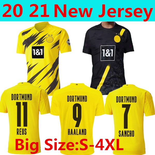 

s-4xl, 20 21 home awayborussia dortmund 9 haaland reyna soccer jersey gotze reus pulisic witsel jersey paco alcacer football shirt men, Black;yellow