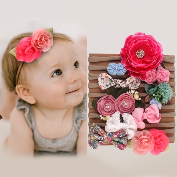 

10pcs a set headdress of baby headdress p headband children's hair accessories set hair accessories, Slivery;white