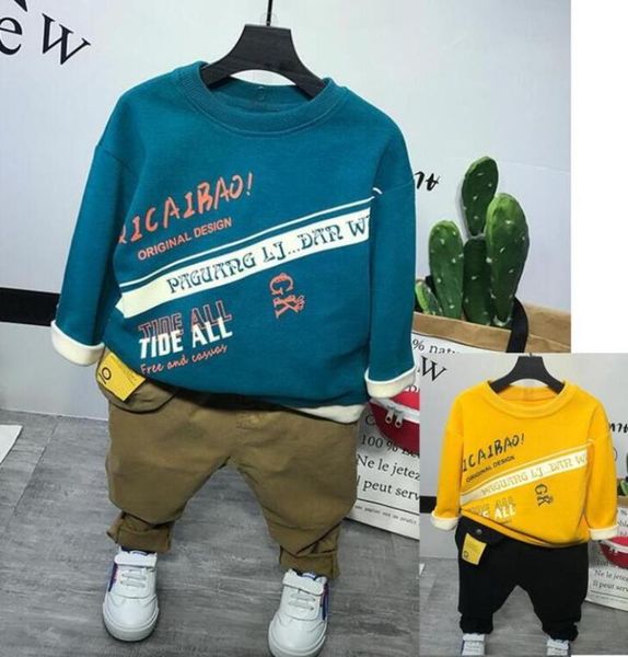 

children boys clothes spring autumn baby boy clothes set kids boys t-shirts + pants outfits set 2pcs suit 2-6year, White