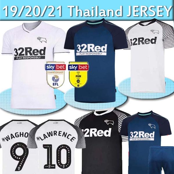 

derby county soccer jerseys 32 rooney 10 lawrence 9 waghorn 8 dowell 7 paterson custom home away kids football shirt thai 2020 2021, Black;yellow