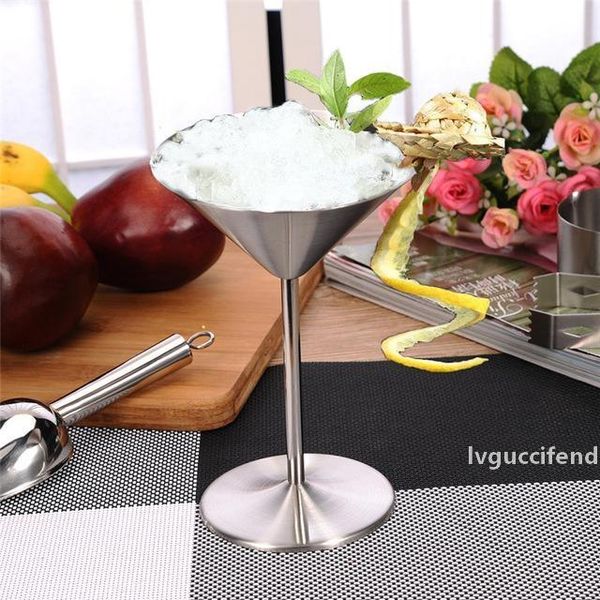 

wholesale 8oz stainless steel martini wine glasses cocktail goblets drinking wine glasses wedding party bar supplies in stock