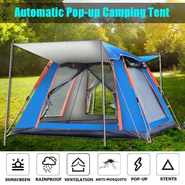 

tents and shelters 4-5 people throw tent outdoor automatic double layer waterproof camping hiking 4 season large family