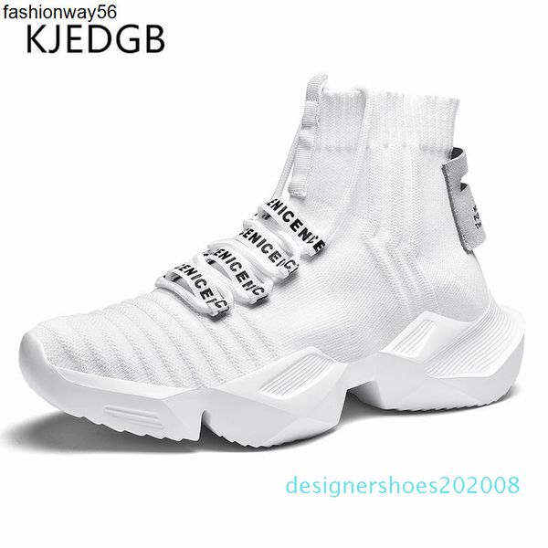 

kjedgb men's casual shoes fashion light high-platform sneakers black white breathable male thick-sole d08
