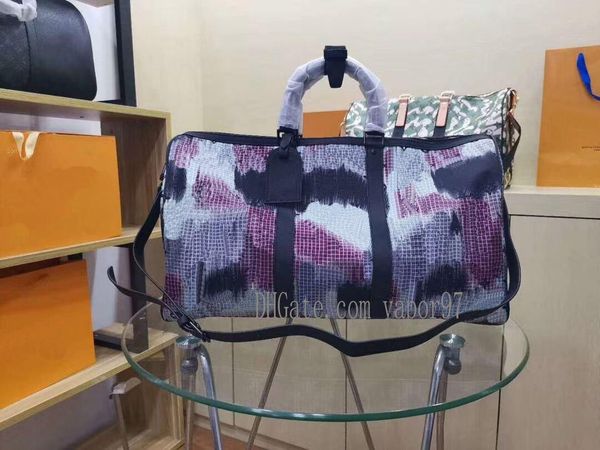 

duffel bags camouflage summer flower print tote green red hardware 56416 p1485 tavel bag keepall bandouliere 50
