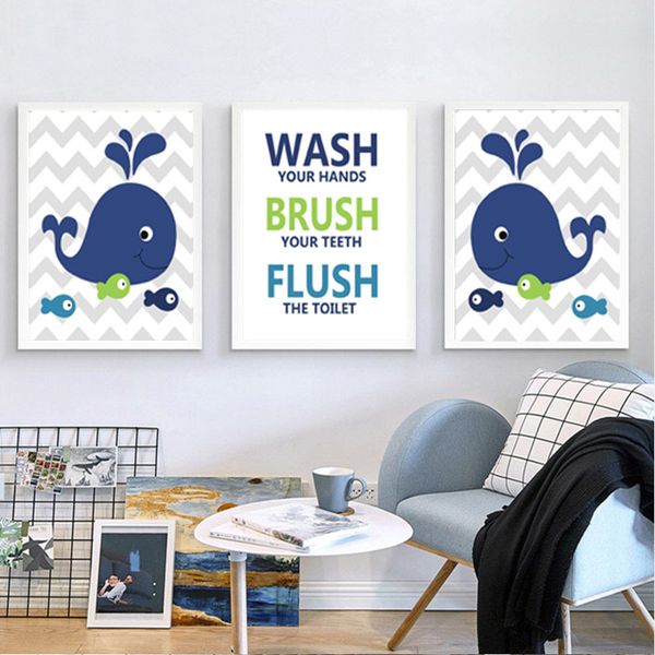 

kawai whale children art prints wash brush and flush wall art canvas for bathrooms decor posters painting pictures
