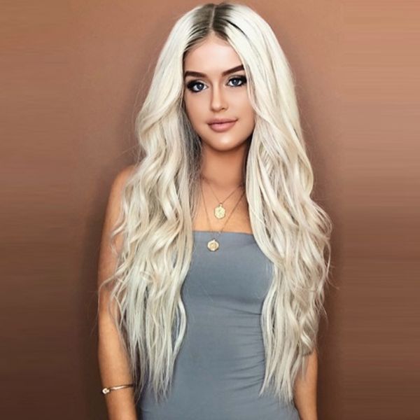 

new design 26 inch ombre long hair wigs deep loose wave body wave wigs high temperature synthetic rose net wigs for women, Black