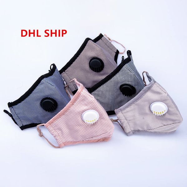 

us stock designer face mask with respirator valve pm2.5 anti dust pollution cotton printed mask washable reusable mouth mask