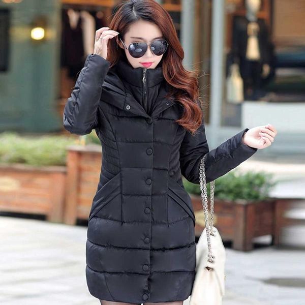 

women's down & parkas hooded comfortable winter long sleeve warm windproof solid with pockets thickened casual slim women coat soft, Black