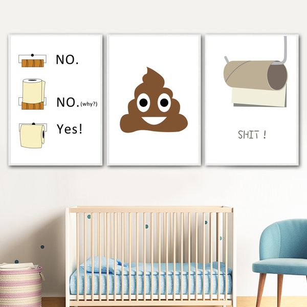 

nordic poster and prints humor toilet paper funny shit wall art canvas painting quotes art pictures for toilet living room decor