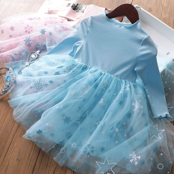 

2020 girls mesh dress spring autumn girls birthday party princess dress for girls kid clothes children long sleeve dresses 3-8y, Red;yellow