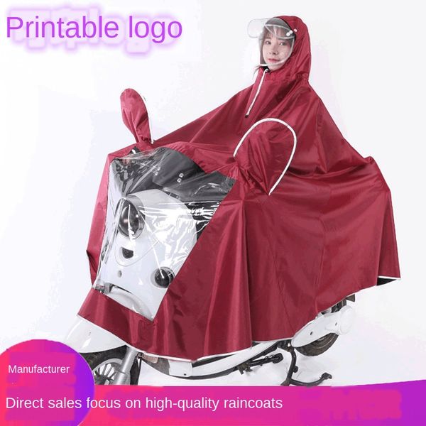 

vrad0 extra thickened poncho cycling motorcycle electric bicycle double foot umbrella outdoor bicycle electric vehicle battery car mot, Red;brown