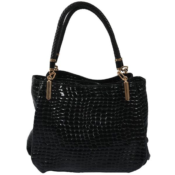 

женская мода крокодил pattern кожа сумка женщина tote сумки, черный