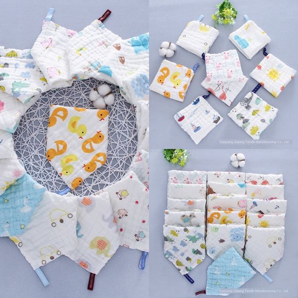 

baby bubble yarn square bib face face pleated printing small square towel cotton absorbent saliva towel