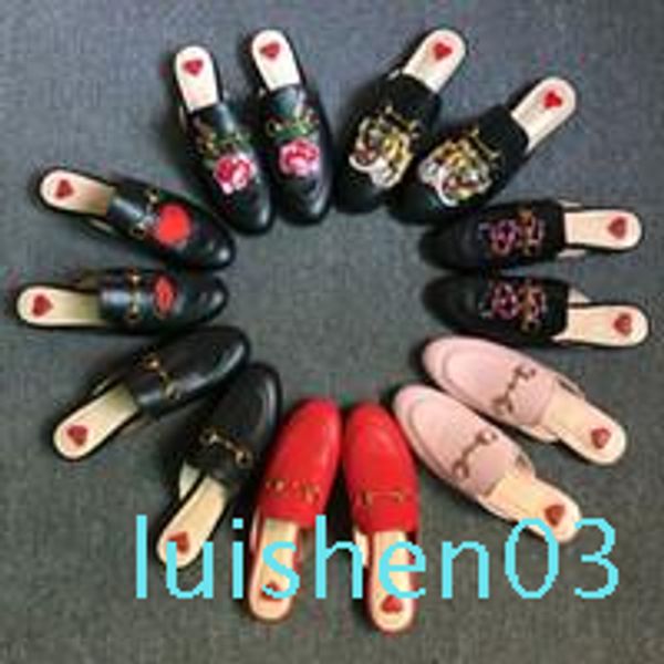 

brand princetown women fur slippers luxury designer fashion genuine leather loafers shoes metal chain ladies casual mules flats new llll03, Black