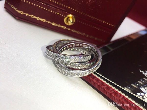 

high-quality designer rings, luxury jewelry, diamond rings, women's triple diamond wedding engagement rings, men's and women, Silver