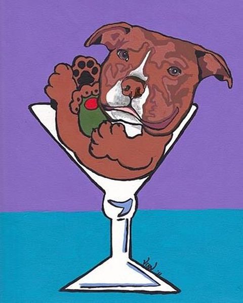 

red pit bull martini dog pop art by vern home decor handcrafts /hd print oil painting on canvas wall art canvas pictures 200715
