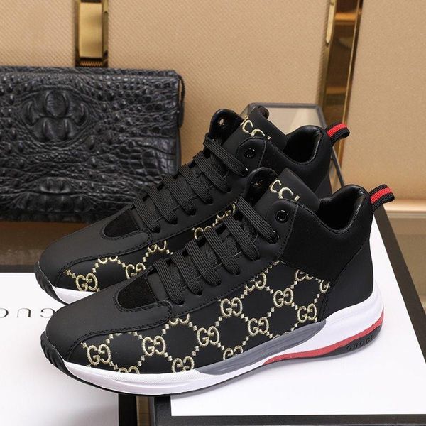 

роскошные мужская повседневная обувь оригинальные кожаные lace-up мужская обувь, мужские кроссовки мода платформы большой размер для мужчин, Black