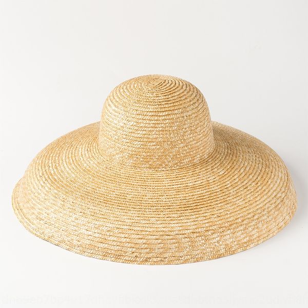 

new elegant dome potted sunshade straw hat women's sunscreen sunshade style beach straw hat, Blue;gray