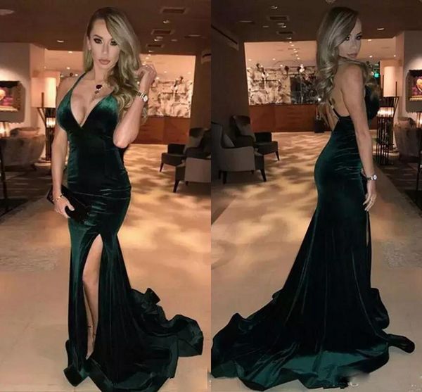 

dark green velvet mermaid evening dresses spaghetti straps floor length high side split long formal dress prom party gowns wear, Black;red