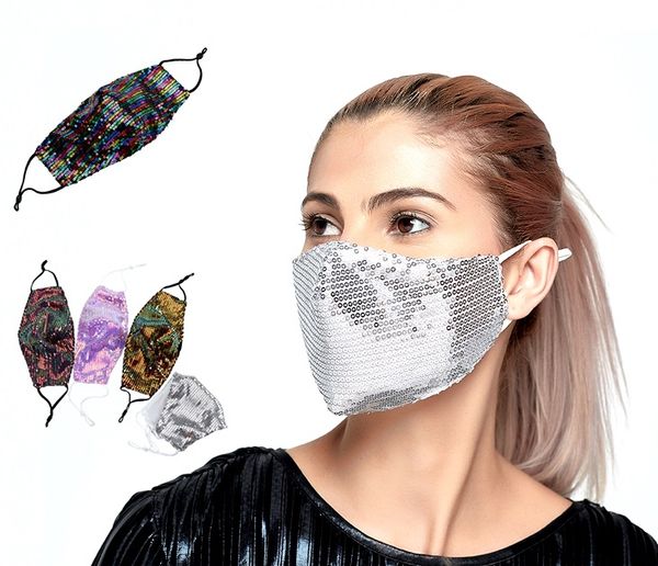 

women fashion sequins sunscreen mask can be inserted filter pm2.5 thin section breathable colorful mask dhl free