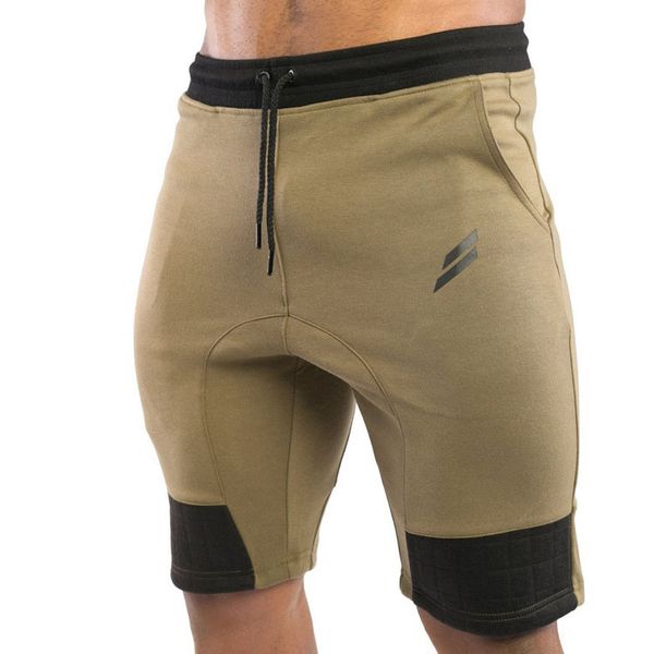 

2020 outdoor summer muscle training men sport fitness running training gym absorbent cotton elastic waist patchwork shorts, White;black