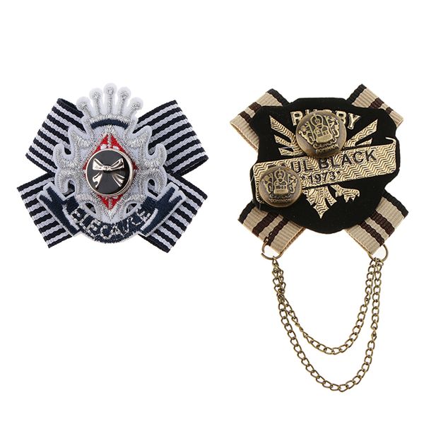 

2 pieces vintage badge brooch british lapel pin corsage for men women shirt suit pins clip, Gray