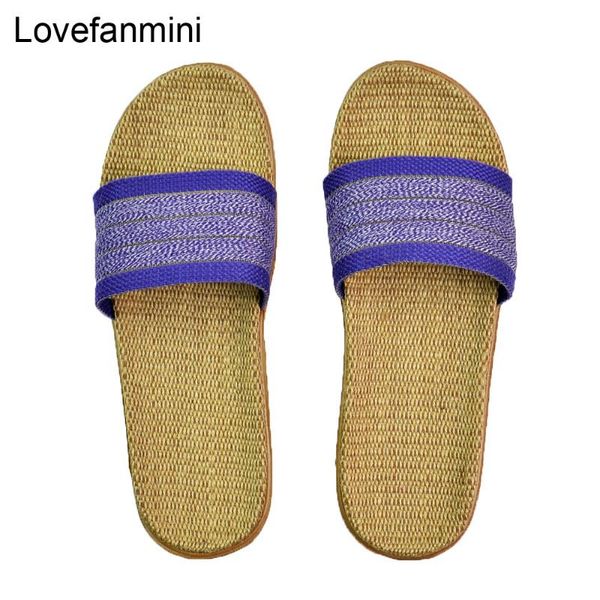 

natural linen slippers summer home indoor sandals men's women's spring and autumn couples landing guests flax non-slip521, Black
