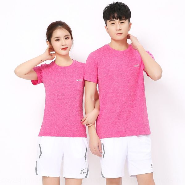 

8qmpx liangdong new couple short-sleeved quick-drying shorts sports sportswear t-shirt jiamusi square dance round neck t-shirt sportswear su, Black;red