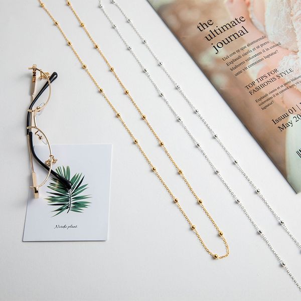 

internet celebrity metal clip bead anti-skid sun nonskid sun hanging chain glasses chain glasses rope anti-skid antichain, Blue