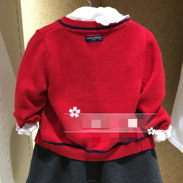 

2020 summer new korean style children's girls' knitted embroidery embroidery cardigan flower embroidered cute single row cardigan, Blue