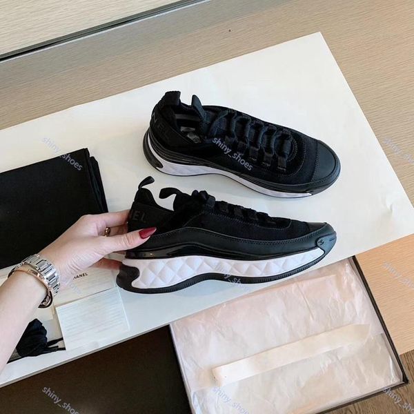 

xshfbcl new platform fashion progettista women's shoes casual sneakers single item velvet calf leather and mixed fiber ivory 35-42, Black