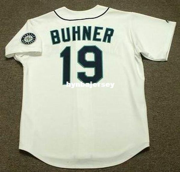 

custom jay buhner seattle stitched 1997 majestic vintage home baseball jersey retro mens jerseys running, Gray