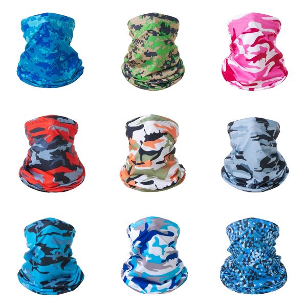 

hoouu breathable hiking scarf neck gaiter bandana camouflage face mask headband ice silk face er balaclava scarf half mask#144, Black