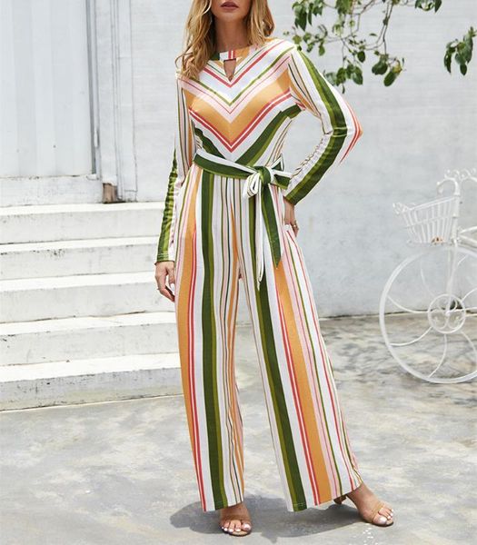 

pdfmily autumn winter women striped casual jumpsuit colorful hollow out long sleeve rompers ladies frenulum overall jumpsuit, Black;white