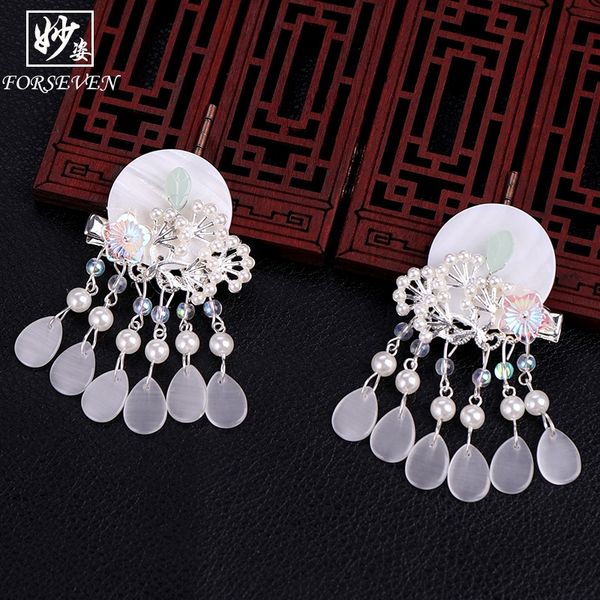 

tzl2t han clothing accessories antique tassel twilight accessories headdress butterfly headdress handmade hairpin side clip bow hairpin chil, Slivery;white