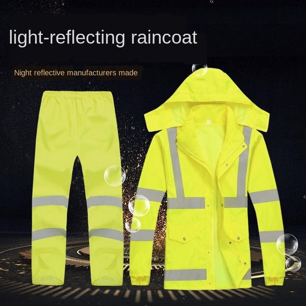 

сплит костюм дождевика сплит одежда светоотражающего костюм и дождь штаны на открытом воздухе новых флуоресцентных желтой безопасности свето, Red;brown