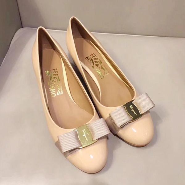 

2020 womens pumps shoes 3 .5cm chunky heel lady dress shoes vara bow pump shoe luxury bombas de mujer womens shoes fashion pompe da donn, Black