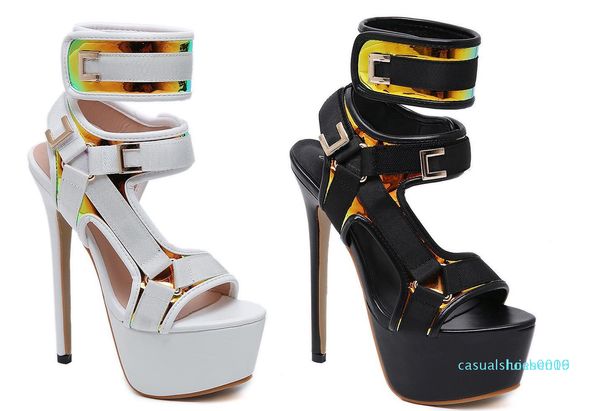 

slae-with box luxury fashion white ultra high heels gladiator women sandals designer shoes come with box size 34 to 40 09c l16, Black