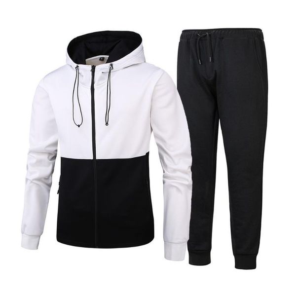 

2020 gyms men sport sets sportswear tracksuits sets tracksuit jacket+pants running clothing men's suits fashion jogging set men, Black;blue
