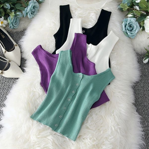 

7ycod ice silk knitted vest female summer outer fashionable new slim slim short inner small shoulder strap vest shirt strapless sleevel, Camo
