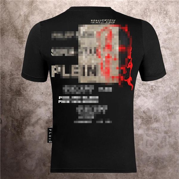 

early spring 2020 new color block letter short sleeve tee double strand fine cotton fabric black and white skull t shirts t26, Black;brown