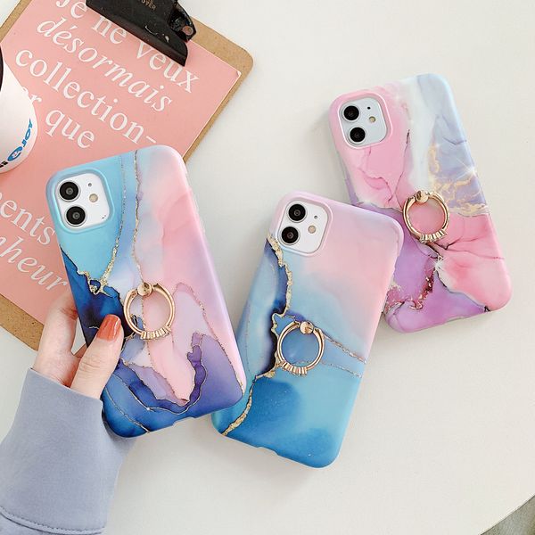 

marble cases for iphone 11 pro 7 8 plus x xr xs max se 2020 case ring bracket soft silicone marble anti-fall cover capa