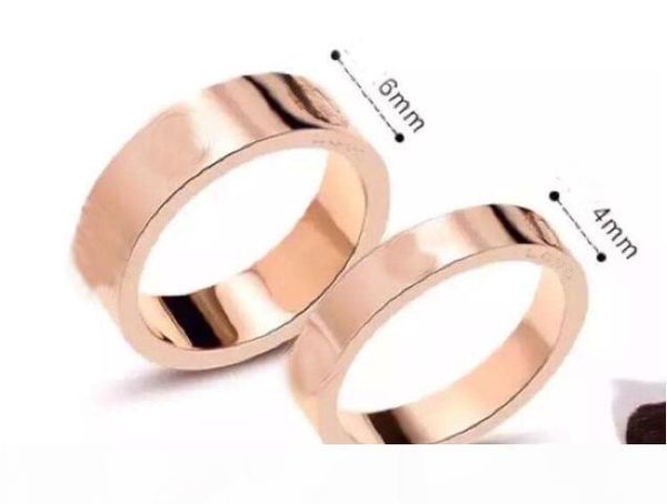 

e titanium stainless steel rings for women men jewelry couples cubic zirconia gold silver rose gold rings with red bag 4mm 6mm