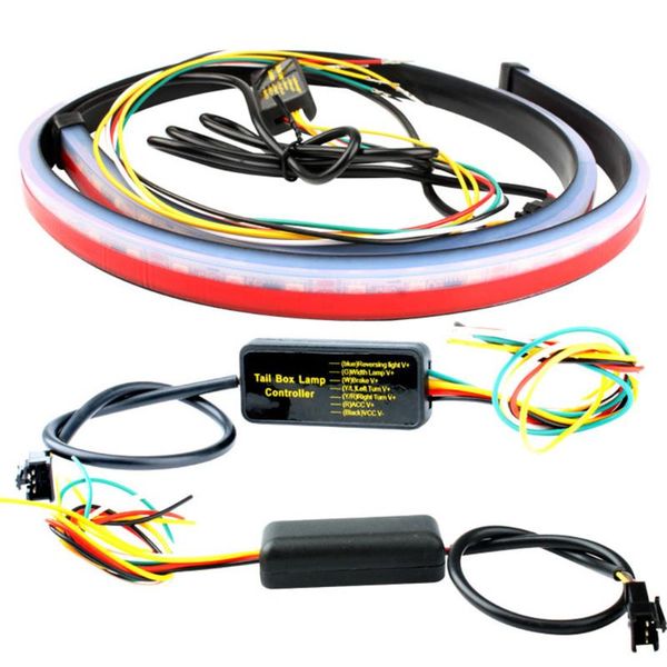 

100cm car led flexible 3rd high brake light strip rear windshield ssignal brake light new abs gel red ice blue