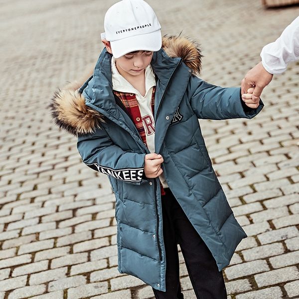 

children length 2019 new children's clothing boys' clothes thickening warm warm down jacket down jacket, Blue;gray